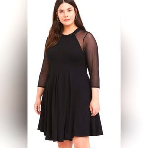 Torrid Black Premium Ponte & Mesh Fluted Dress, NWOT, size 4, 4x, 26